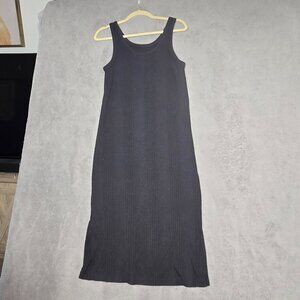 A New Day Ribbed Tank Dress Women's Small Black Long Sleeveless Comfort Knit